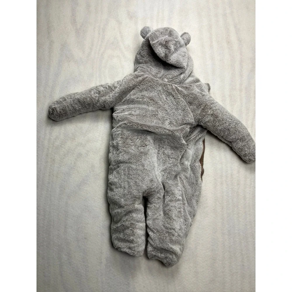 Koala Baby Bear Fuzzy Hooded Bunting Snowsuit 12 18 Months Gray Zip Up‎